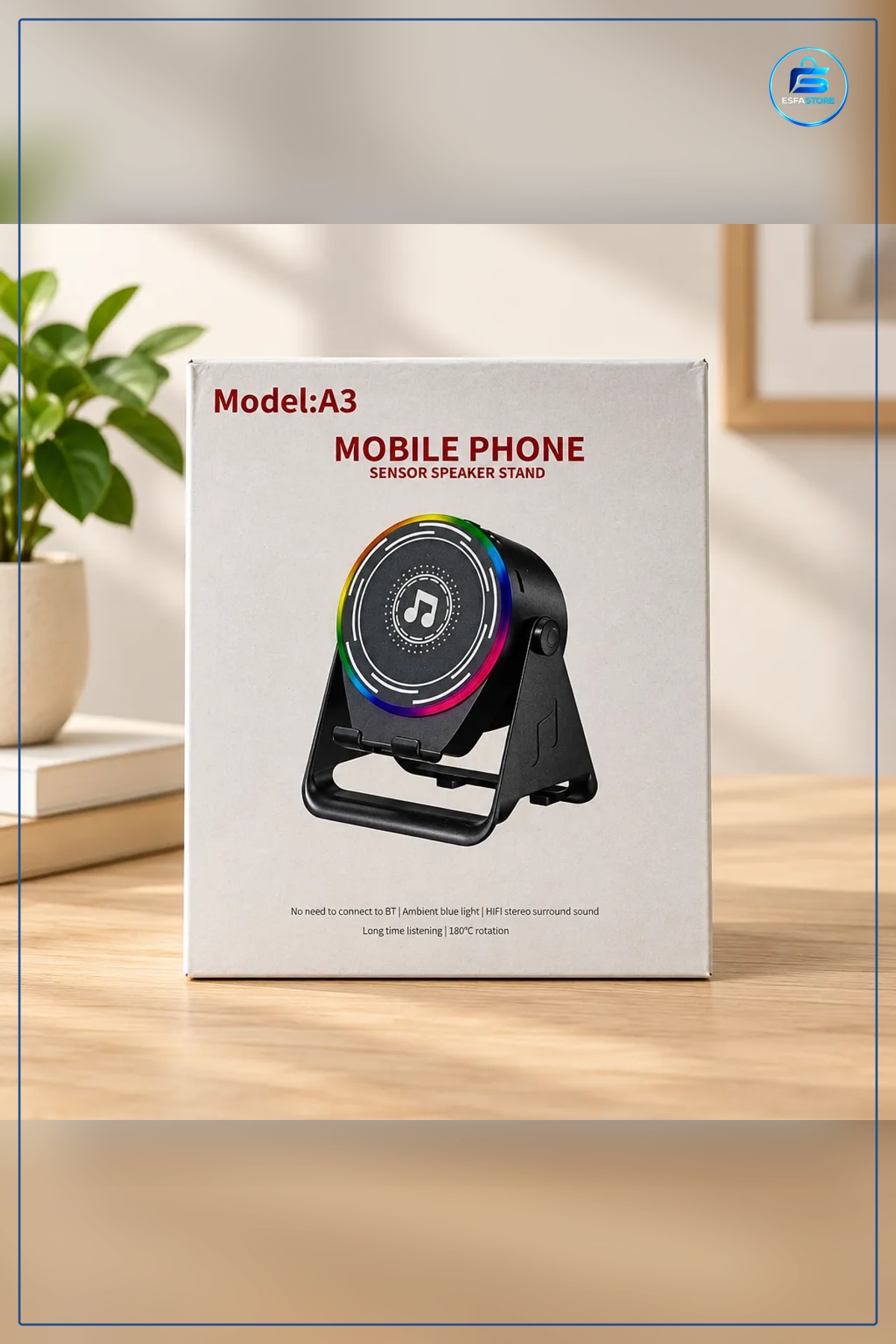 Bluetooth Hoparlör Kablosuz Mobil Telefon Standlı RGB Işıklı Masaüstü Stereo Ses Sistemi