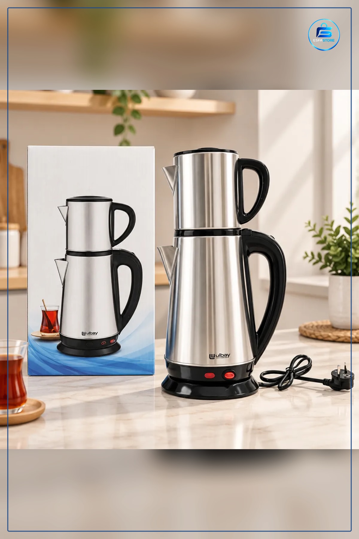 Demliha Çelik Çay Makinesi Elektrikli Paslanmaz Gövde Demlik Mutfak Sofra Pratik