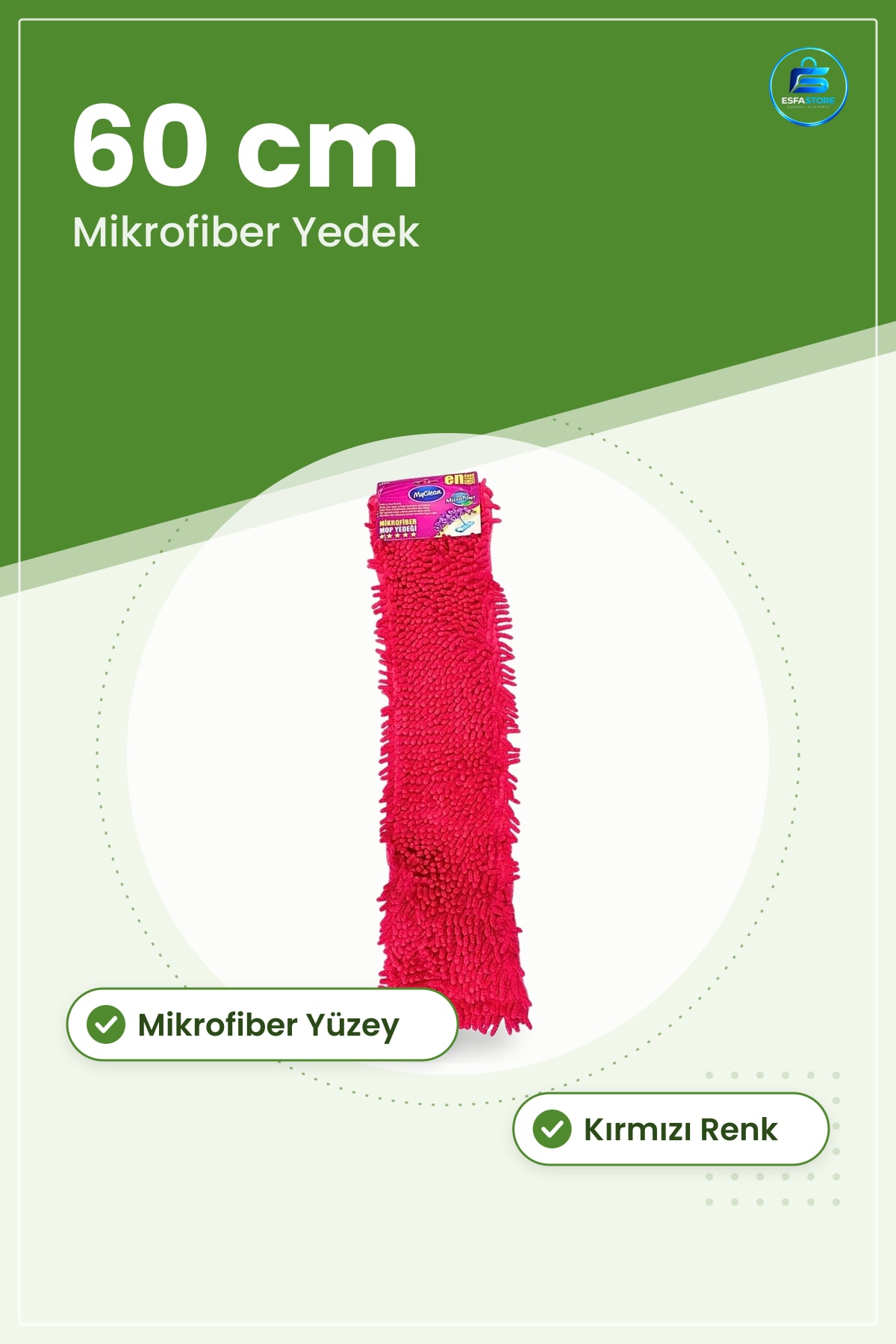Makarna Mop Yedeği 60 cm Mikrofiber Kırmızı Paspas Başlığı Ev Zemin Temizlik Emici