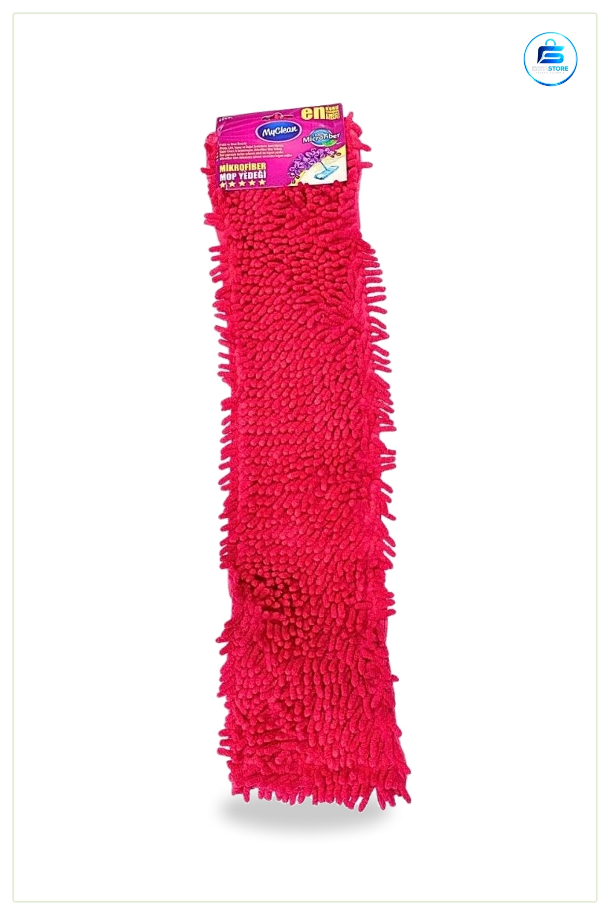 Makarna Mop Yedeği 60 cm Mikrofiber Kırmızı Paspas Başlığı Ev Zemin Temizlik Emici