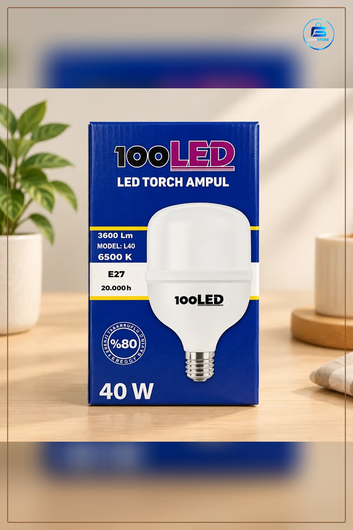 LED Torç Ampul 40 W E27 Duylu Lümen K Beyaz Işık Enerji Tasarruflu Ev Ofis Kullanışlı