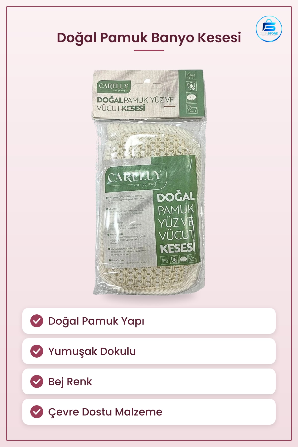 Doğal Pamuk Yüz ve Vücut Kesesi Banyo Lifi Cilt Bakım Temizleme Duş Süngeri Yumuşak