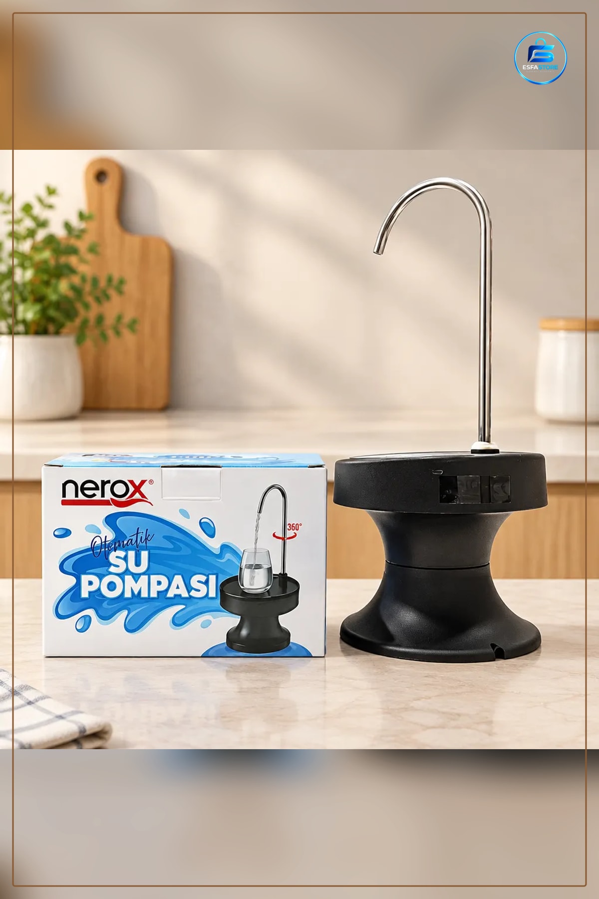 Otomatik Su Pompası Şarjlı Damacana Elektrikli Paslanmaz Çelik Boru Derece USB Ev Ofis