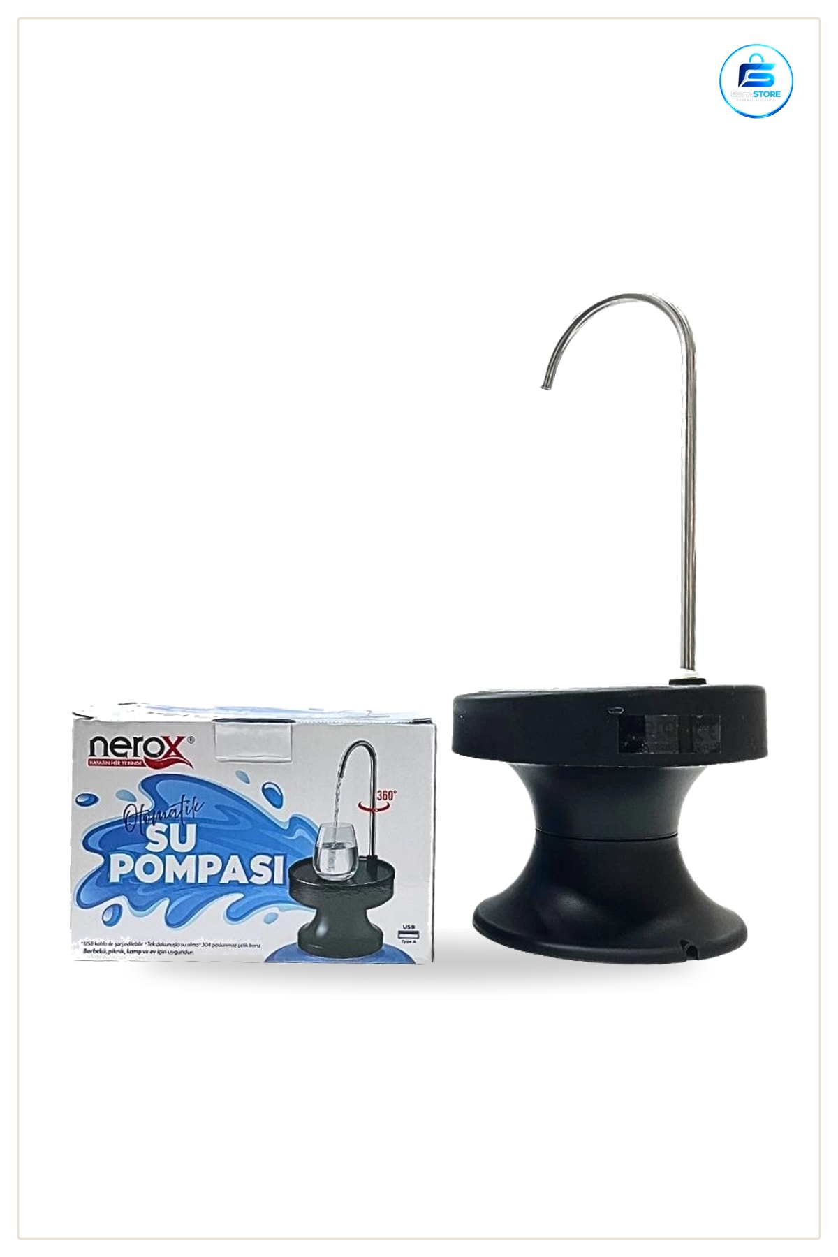 Otomatik Su Pompası Şarjlı Damacana Elektrikli Paslanmaz Çelik Boru Derece USB Ev Ofis