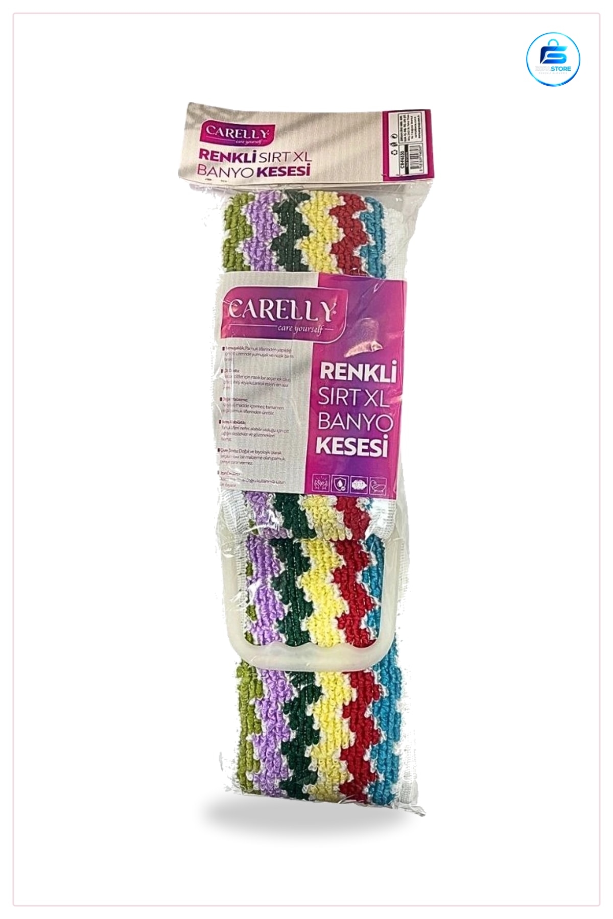 Renkli XL Sırt Banyo Kesesi Lifi Süngeri Vücut Temizleme Duş Aksesuarı Dokulu Pratik