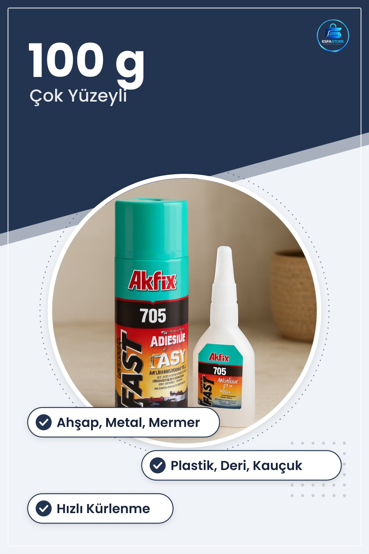 Hızlı Çok Yüzeyli Yapıştırıcı +100g Ahşap Metal Mermer Plastik Deri Kauçuk Tamir Montaj