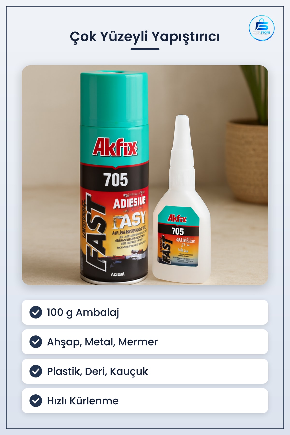 Hızlı Çok Yüzeyli Yapıştırıcı +100g Ahşap Metal Mermer Plastik Deri Kauçuk Tamir Montaj
