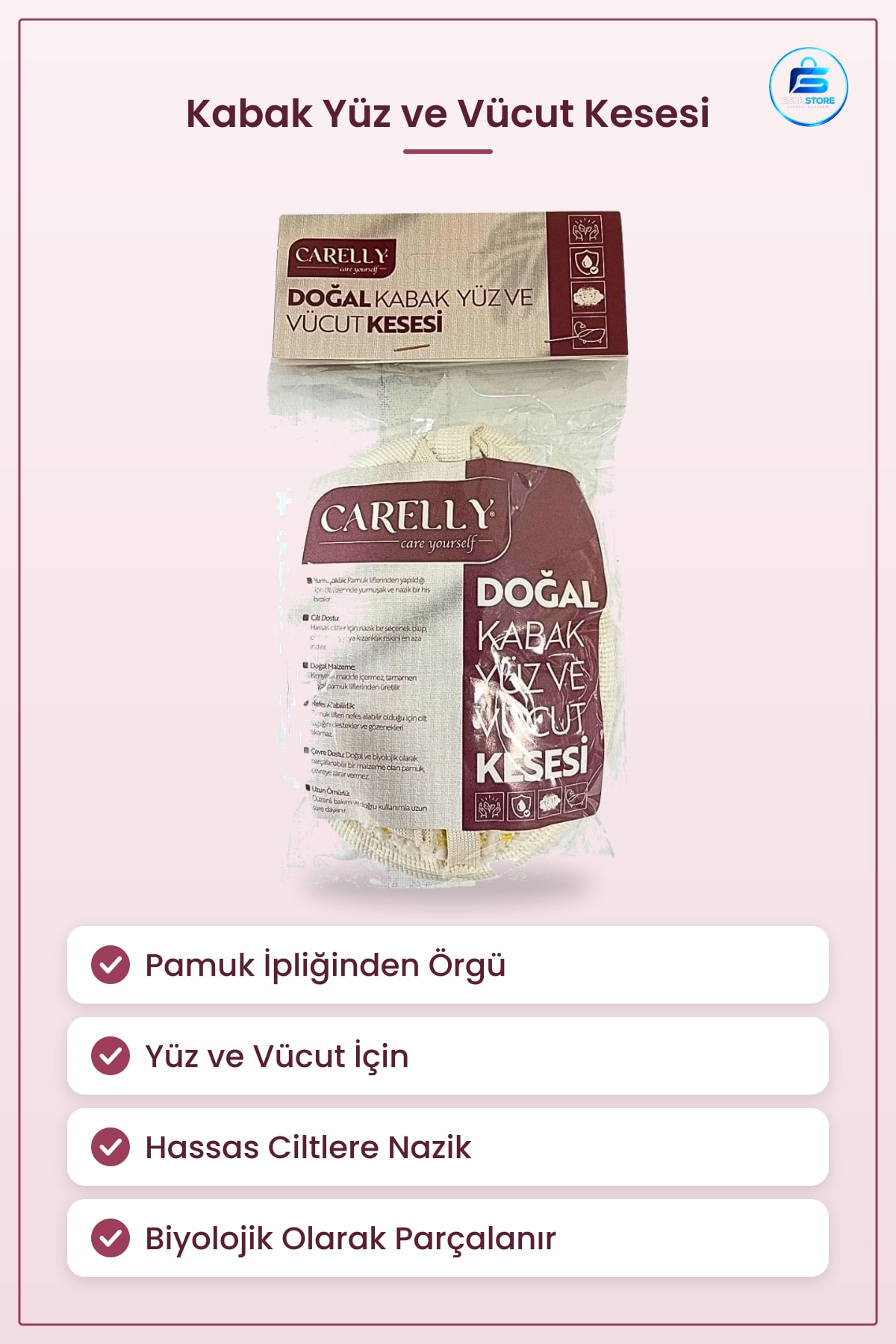 Doğal Kabak Yüz ve Vücut Kesesi Banyo Lifi Pamuk İpliği Yumuşak Cilt Dostu Temizleme Aksesuarı