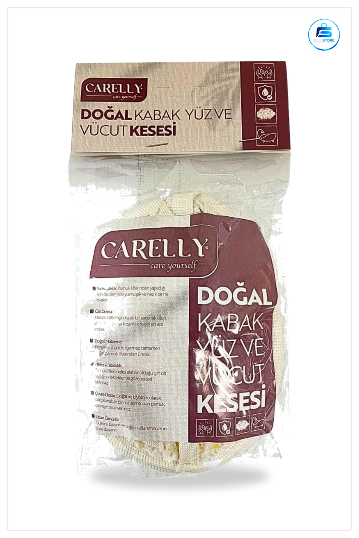 Doğal Kabak Yüz ve Vücut Kesesi Banyo Lifi Pamuk İpliği Yumuşak Cilt Dostu Temizleme Aksesuarı