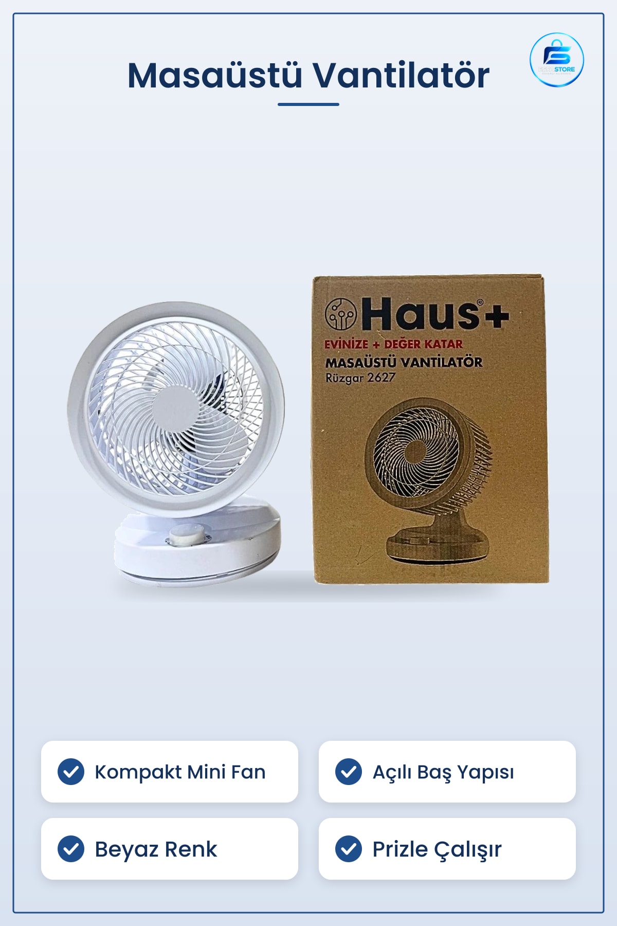 Masaüstü Vantilatör Rüzgar Kompakt Mini Fan Ofis Ev Çalışma Masası Serinletici Beyaz