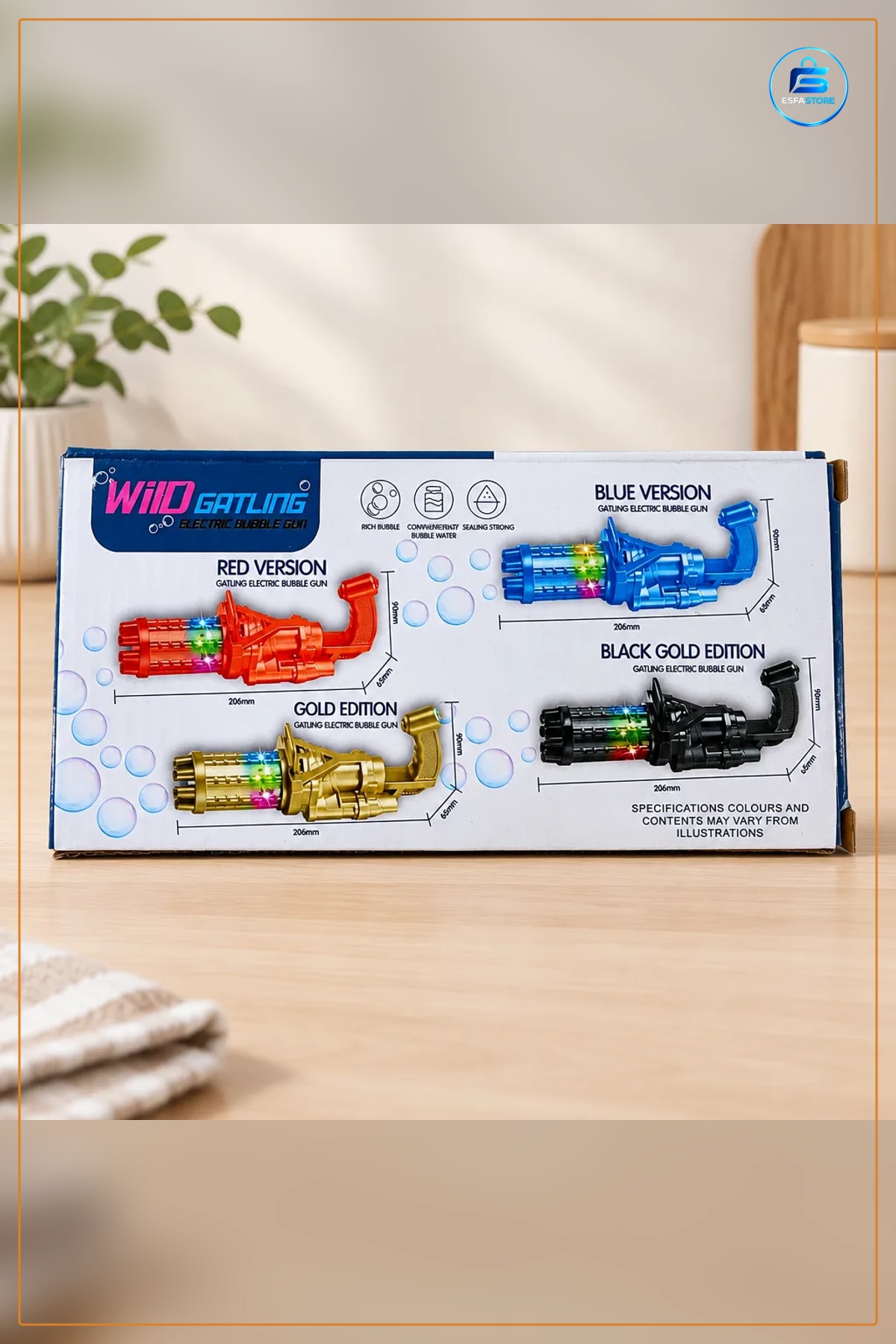 Baloncuk Köpük Tabancası Elektrikli Işıklı Çocuk Oyuncak Gatling Otomatik Sabun Baloncuğu Makinesi