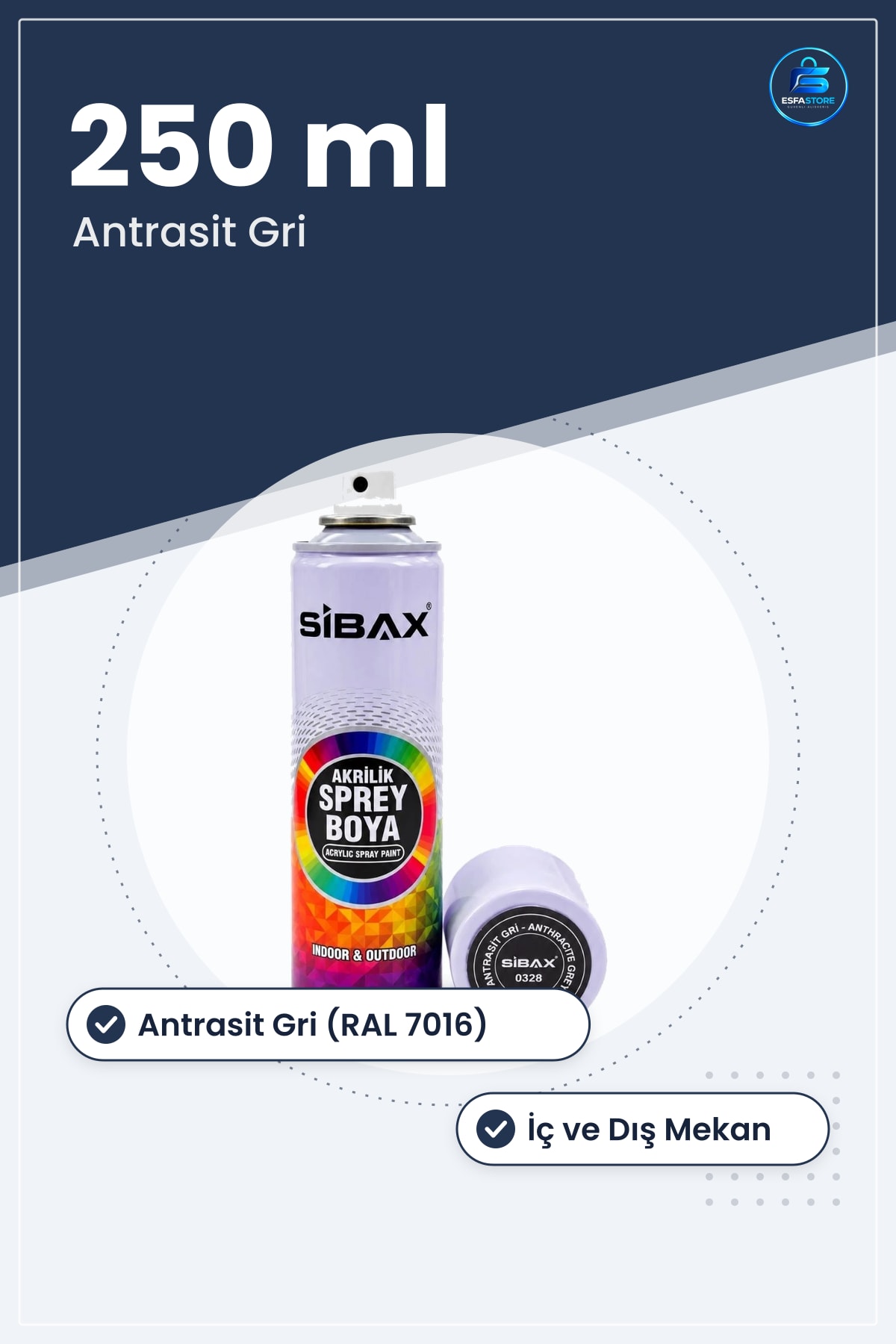 Antrasit Gri Akrilik Sprey Boya 250 ml RAL İç Dış Mekan Ahşap Metal Duvar Kullanışlı