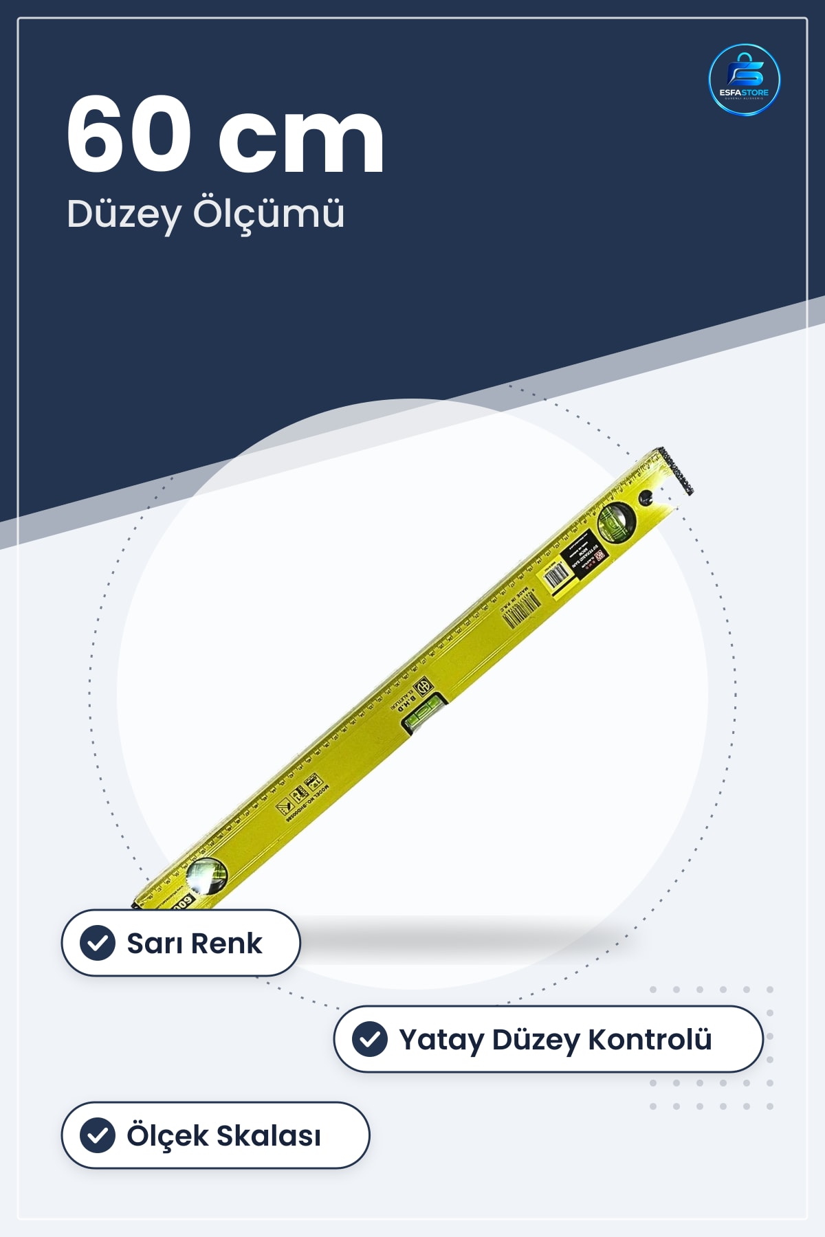 Su Terazisi 60 cm Sarı Günlük Düzey Ölçümleri İçin Hırdavat Ev Atölye Tesviye Aleti