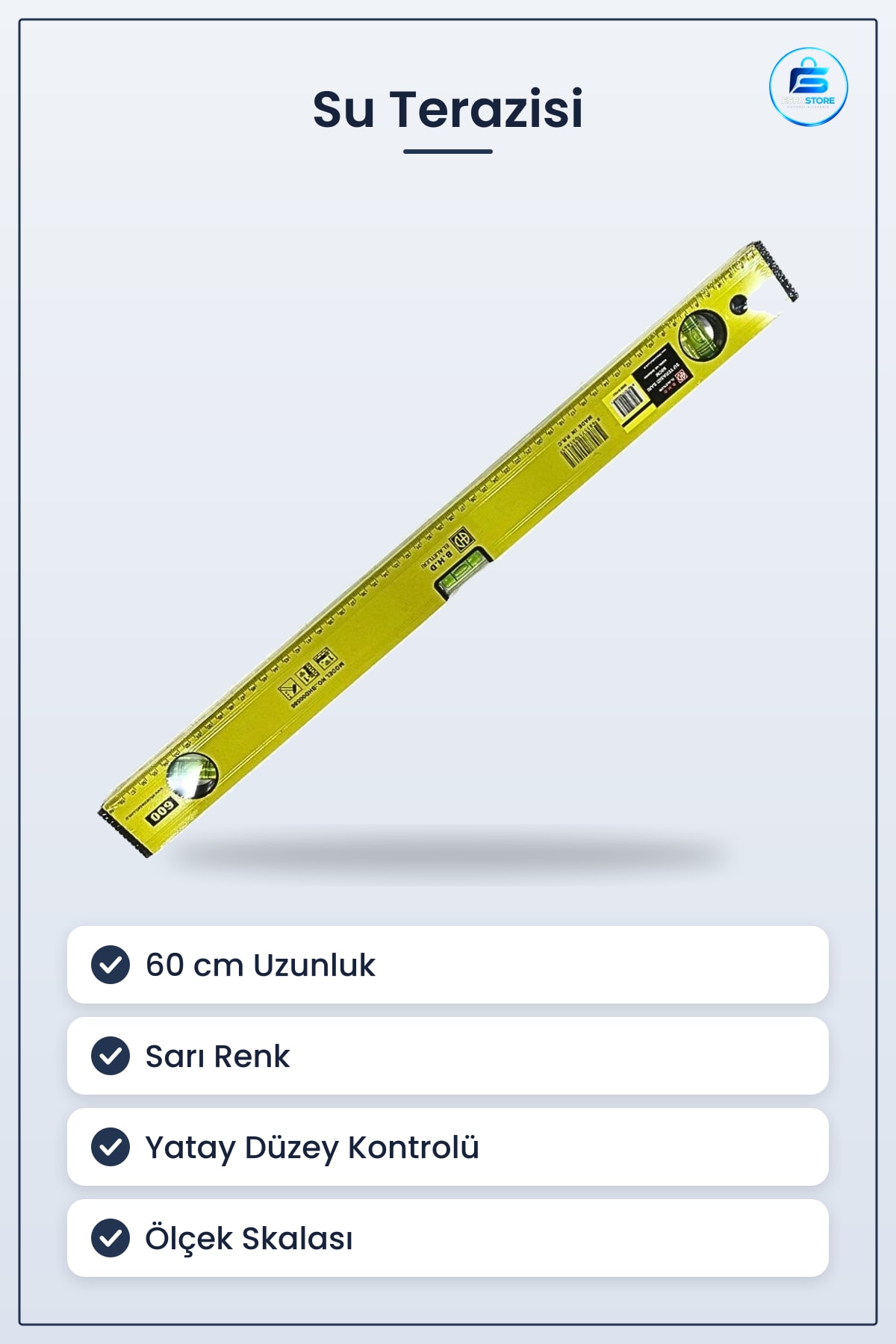 Su Terazisi 60 cm Sarı Günlük Düzey Ölçümleri İçin Hırdavat Ev Atölye Tesviye Aleti