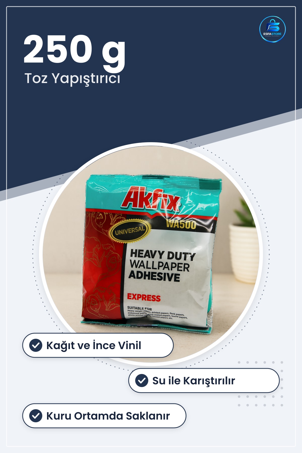 Toz Duvar Kağıdı Yapıştırıcı 250 g Kağıt ve İnce Vinil Kaplamalar İçin Ev Hırdavat Malzemesi