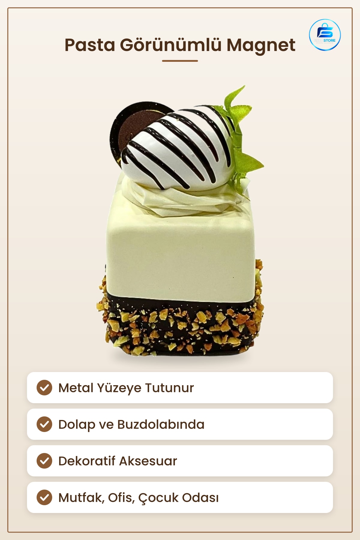 Magnet Dolap Süsü Pasta Füglü Dekoratif Metal Yüzeye Tutunan Mutfak Buzdolabı Ev Dekorasyon