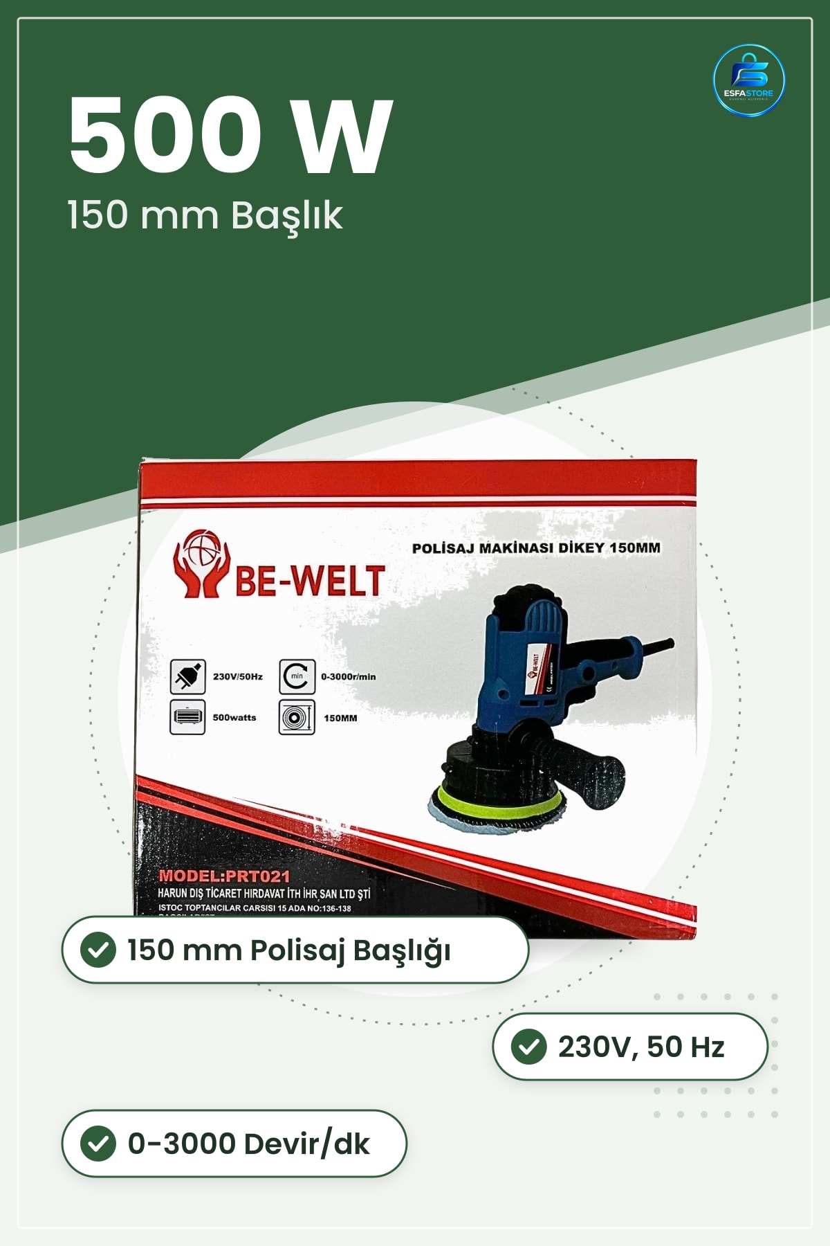 Dikey Polisaj Makinesi 150 mm 500 W 230V Elektrikli Cila Parlatma Yüzey Bakım Aleti