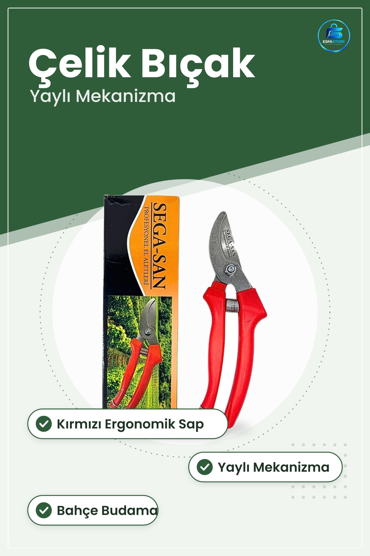 Bağ Makası Bağe Budama Dal Kesme Aracı Profesyonel Kırmızı Saplı Çelik Bıçak Pratik Kullanım