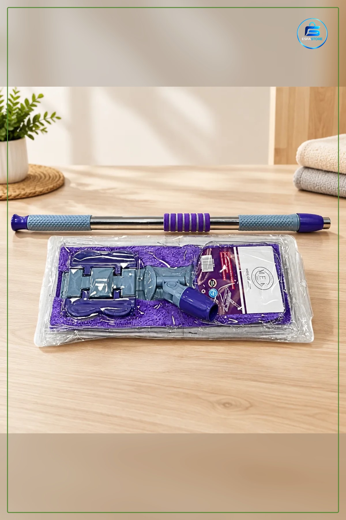 Mandallı Mikrofiber Mop Seti Paslanmaz Sap Mor Yer Silme Başlık Dönen Pratik Zemin Temizlik Ev Ofis