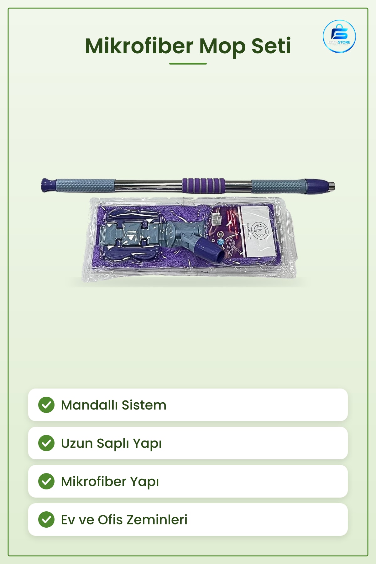 Mandallı Mikrofiber Mop Seti Paslanmaz Sap Mor Yer Silme Başlık Dönen Pratik Zemin Temizlik Ev Ofis