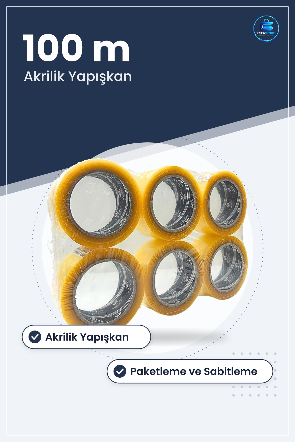 Koli Bandı Akrilik 100 m 1 Adet Paketleme ve Sabitleme İşleri İçin Yapışkanlı Hırdavat Bant