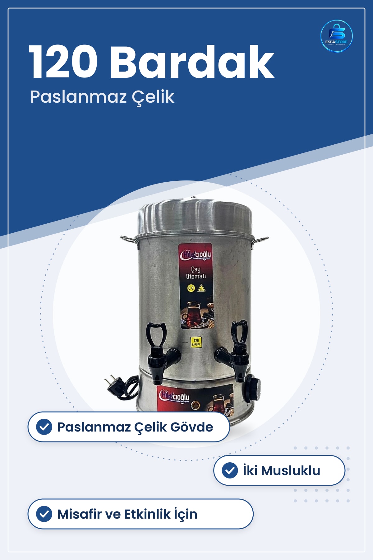 Çay Makinesi Bardak Semaveri Elektrikli Otomatı Paslanmaz Çelik Misafir Ağırlama Etkinlik
