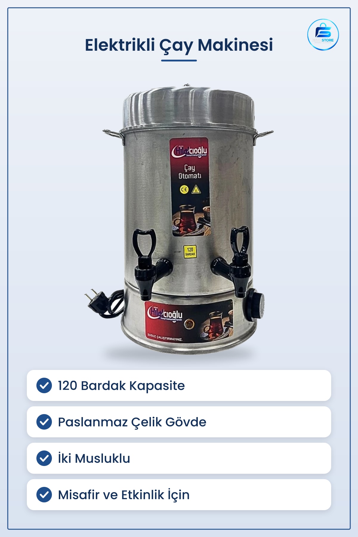 Çay Makinesi Bardak Semaveri Elektrikli Otomatı Paslanmaz Çelik Misafir Ağırlama Etkinlik