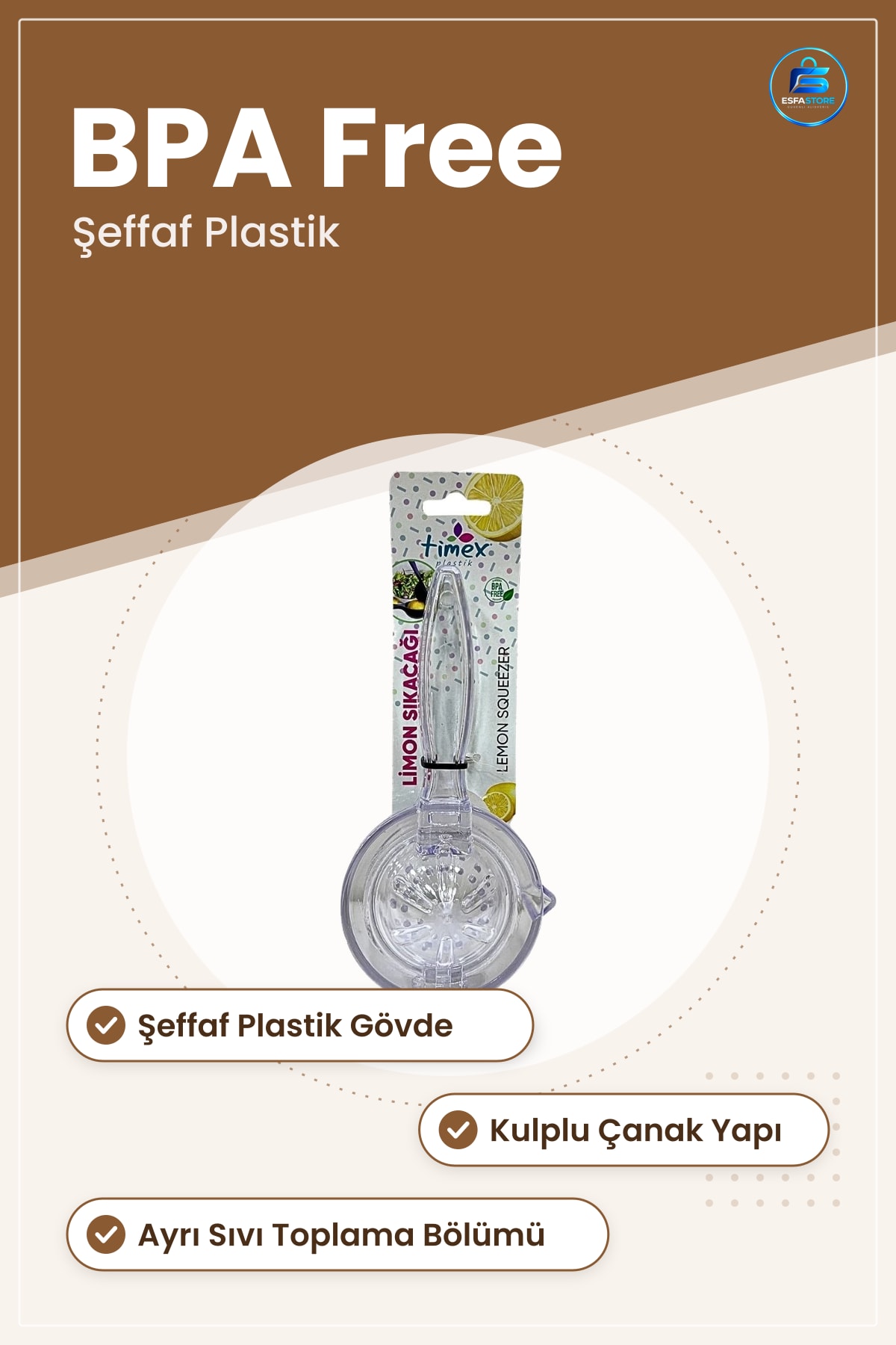 Pratik Limon Sıkacığı Şeffaf Plastik Narenciye Portakal Sukuvam İçecek Mutfak Sofra Taze Suyu