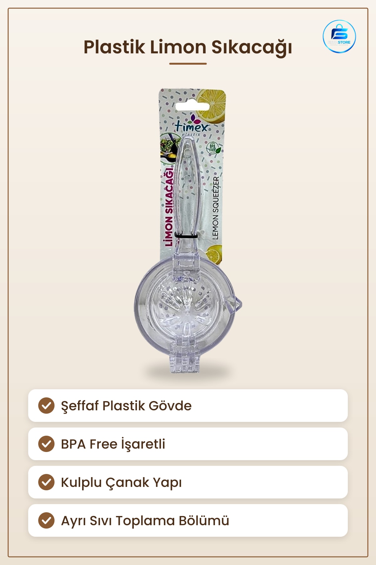 Pratik Limon Sıkacığı Şeffaf Plastik Narenciye Portakal Sukuvam İçecek Mutfak Sofra Taze Suyu