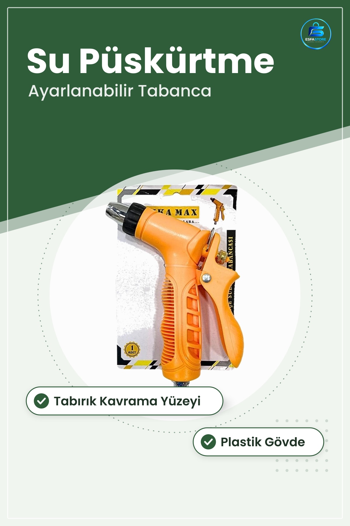 Sulama Başığı Hortum Tabancası Ayarlanabilir Su Püskürtme Plastik Gövdeli Bahçe Aleti
