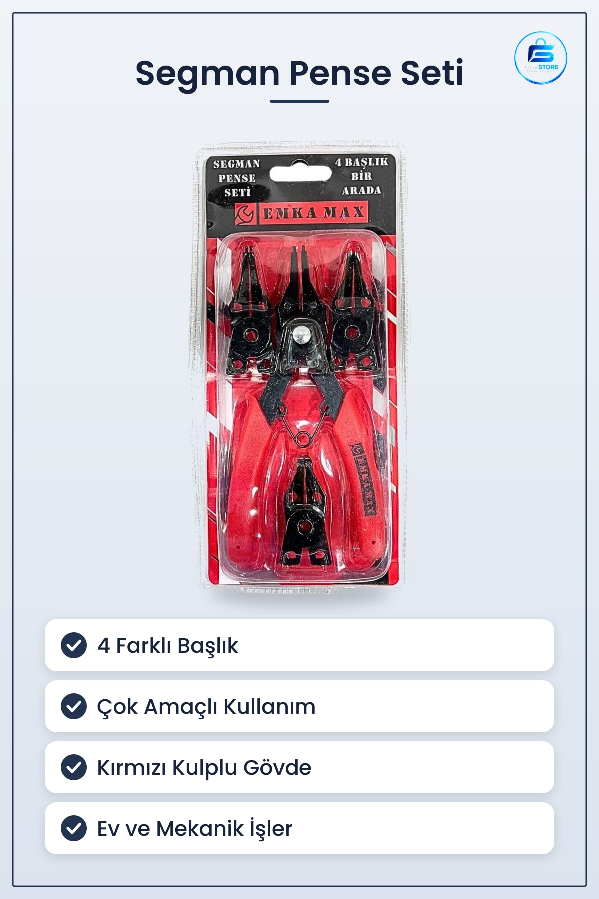 Segman Pense Seti 4 Başlıklı Dış İç Bir Arada Hırdavat Mekanik Tamir El Aleti Çok Amaçlı