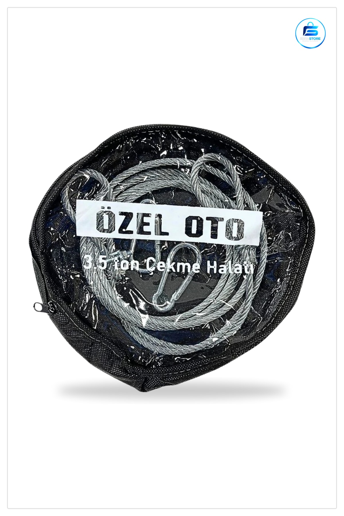Çelik Araç Çekme Halatı 3.5 Ton Karabinalı Oto Yol Yardım Taşıma Çantalı Kullanışlı