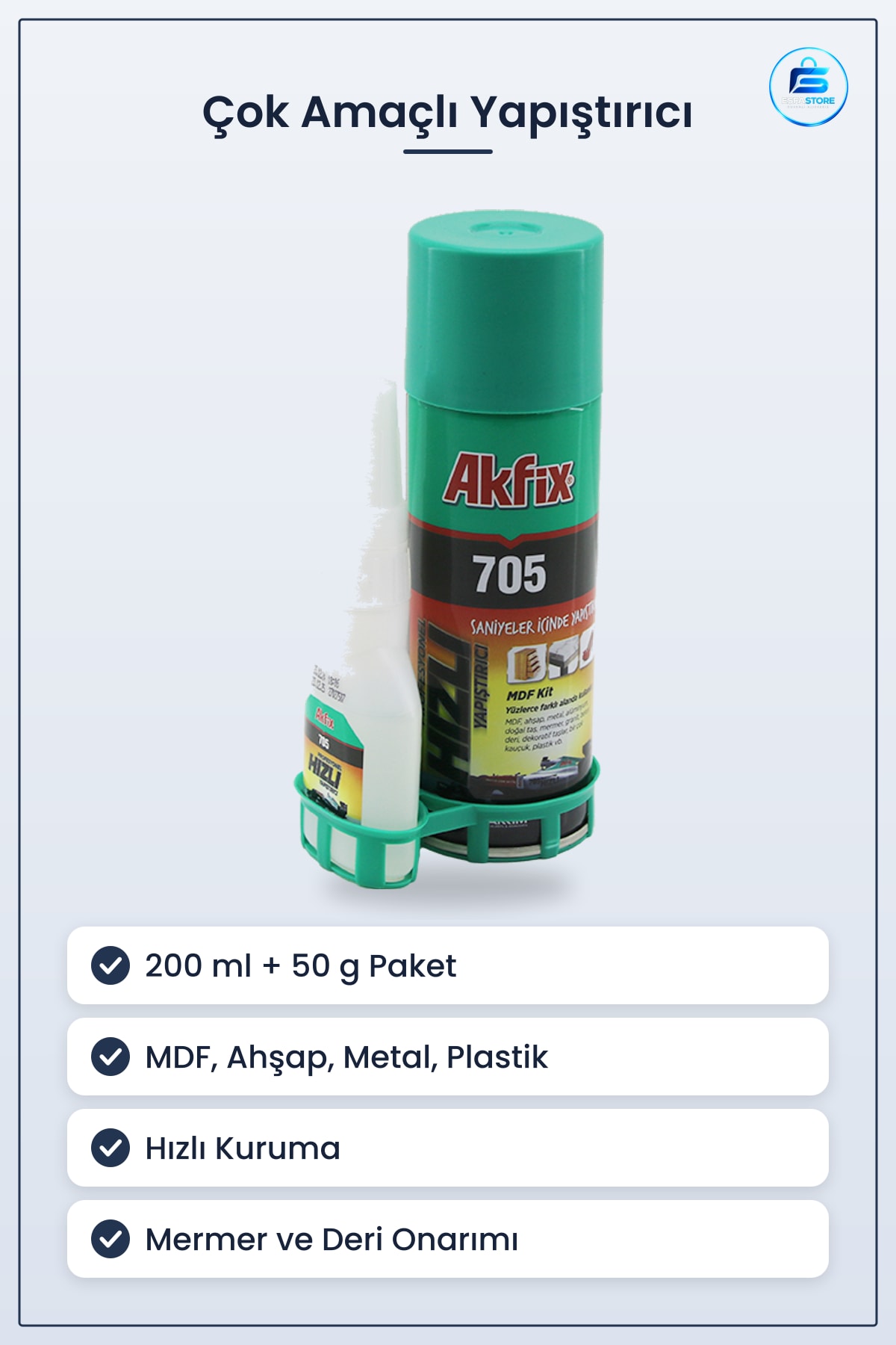Hızlı Çok Amaçlı Yapıştırıcı 200 ml ve 50 g MDF Ahşap Metal Plastik Tamir Seti Mermer