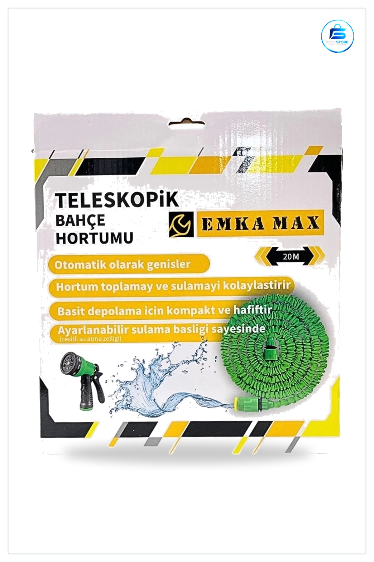 Teleskopik Bahçe Hortumu 20 m Yeşil Esnek Genleşen Sulama Hortum Toplama Ürünü Dış Mekan
