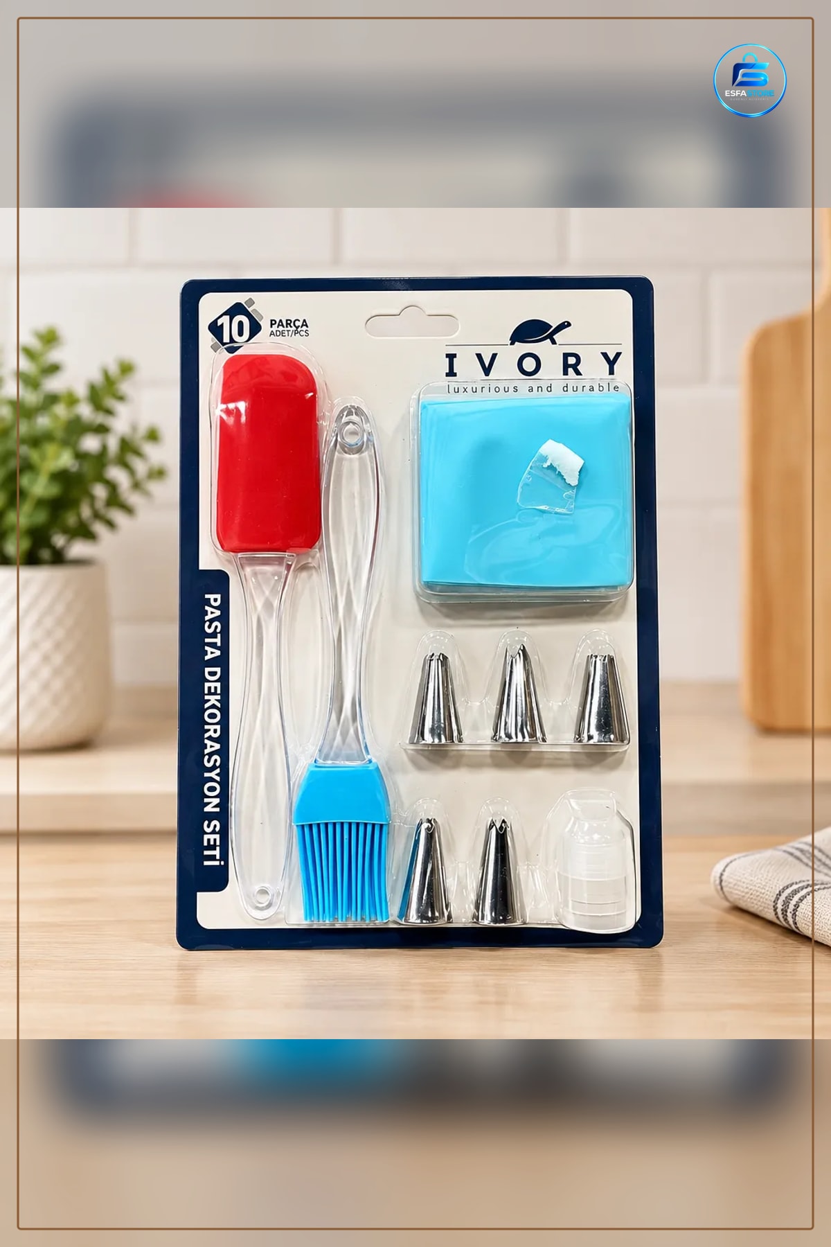 10 Parça Pasta Dekorasyon Seti Kek Fırın Aksesuarı Silikon Fırça Spatula Sıkma Torbası Uçları
