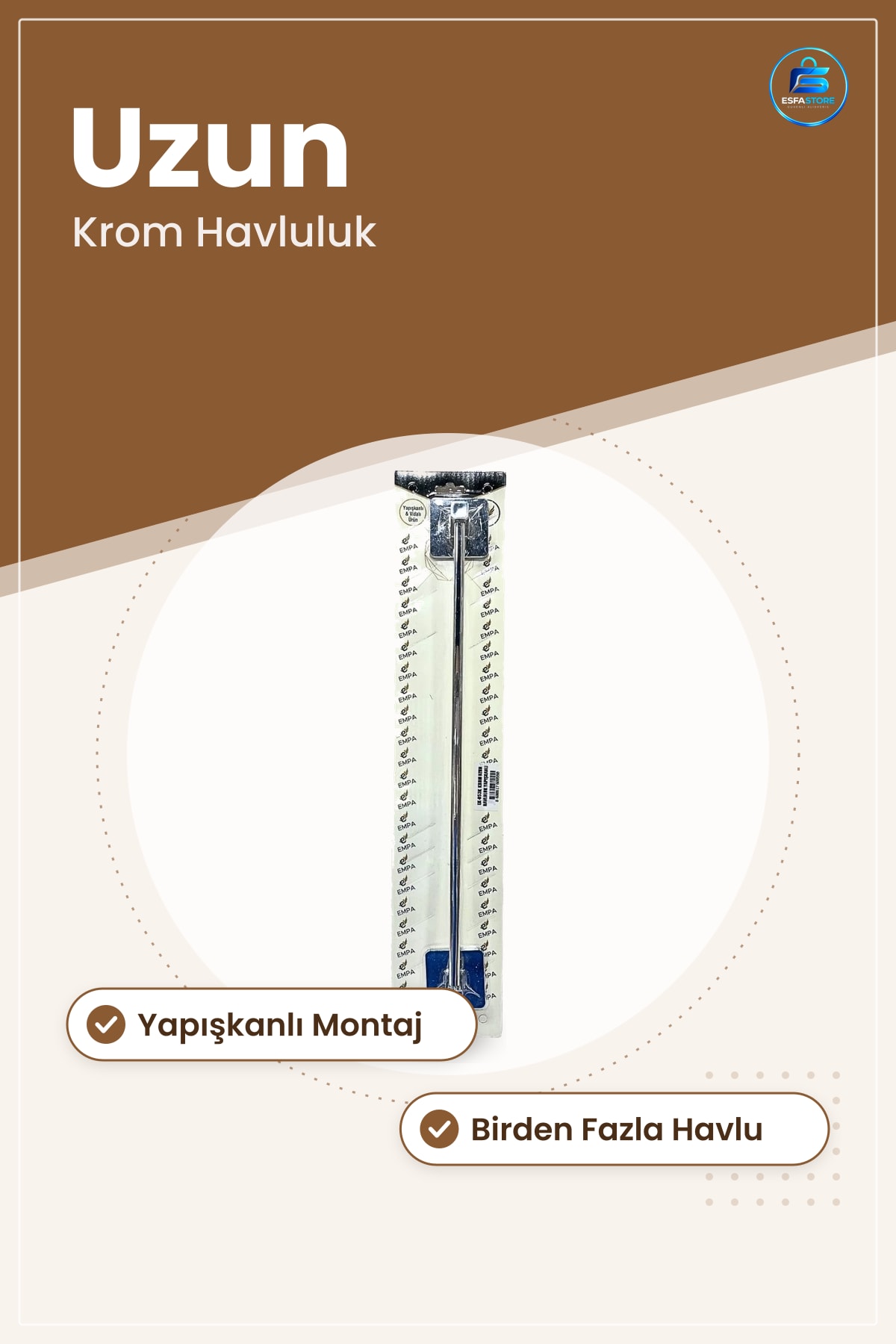 Yapışkanlı Uzun Krom Havluluk Banyo Mutfak Havlu Asklığı Duvar Montaj Paslanmaz Pratik