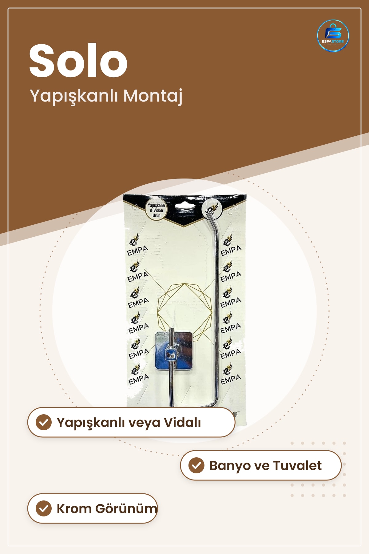 Krom Açık Solo Havluluk Yapışkanlı Banyo Askısı Tuvalet Havlu Asma Montaj Kolay Kurulum