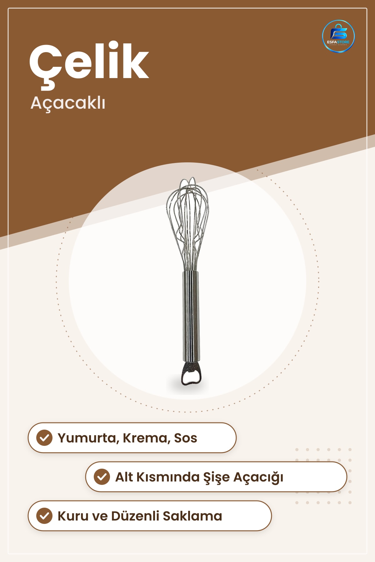 Açacaklı Çelik Çırpı Paslanmaz Mutfak Çırpıcı Yumurta Krema Çırpma Karıştırma Aleti Şişe Açma Pratik