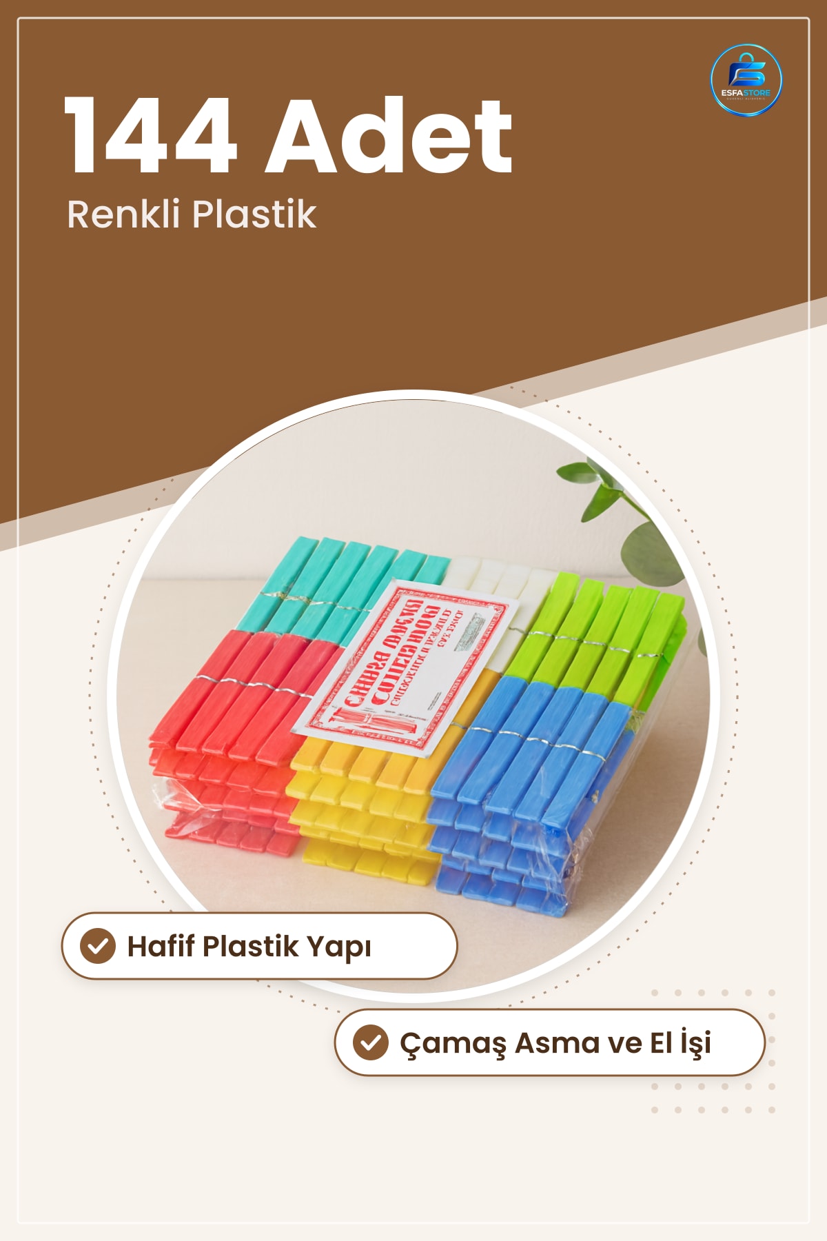 Renkli Plastik Mandal 144 Adet Çamaşır Asma Dayanıklı Hafif Çok Amaçlı Ev Çamaşırlık Gereçleri