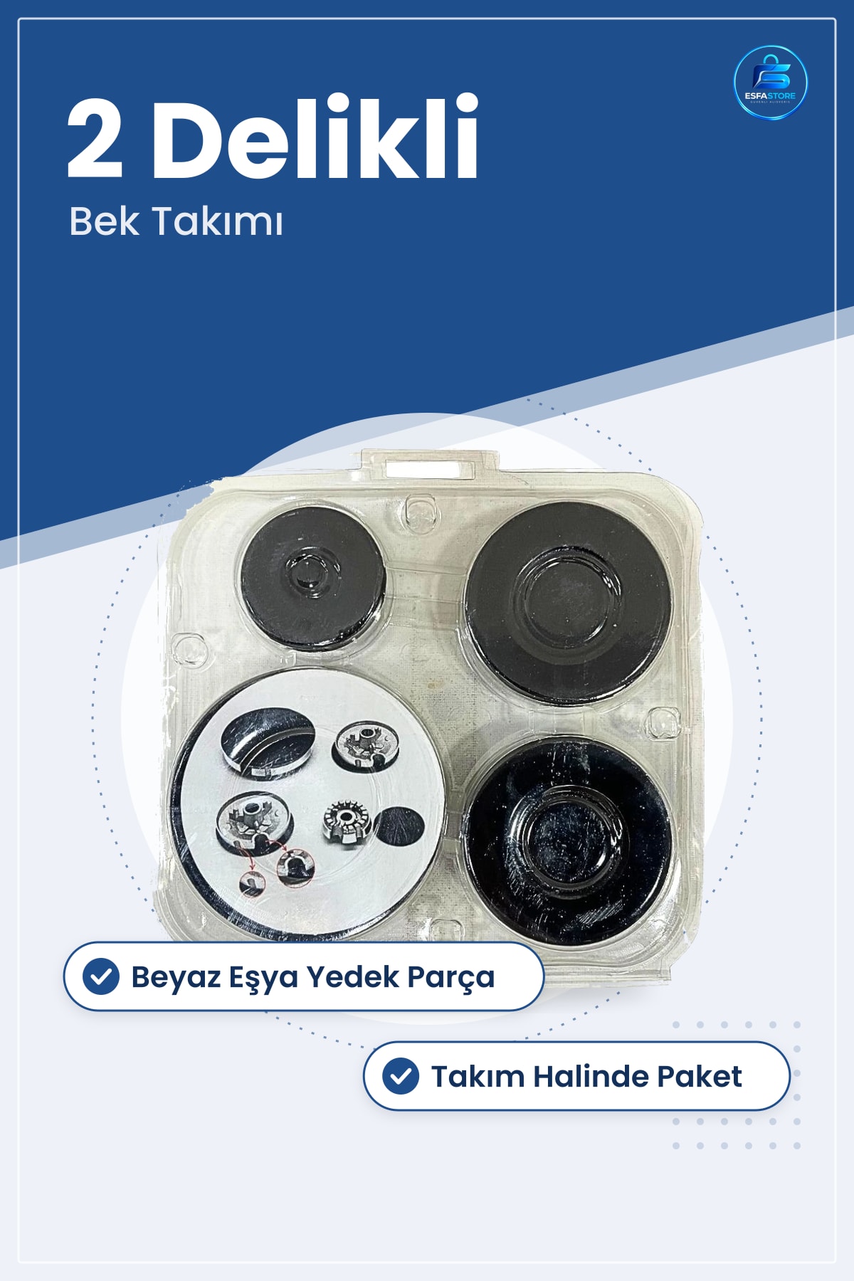 Ocak Bek Takımı 2 Delikli Mutfak Beyaz Eşya Yedek Parça Halinde Paket Kapak ve Tacı