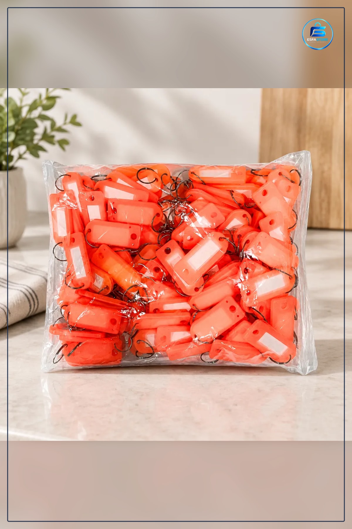 Anahtarlık Yazılı Kart Turuncu Dolu Paket Anahtar Etiketi Plastik Halkalı Ofis Ev Numaralık