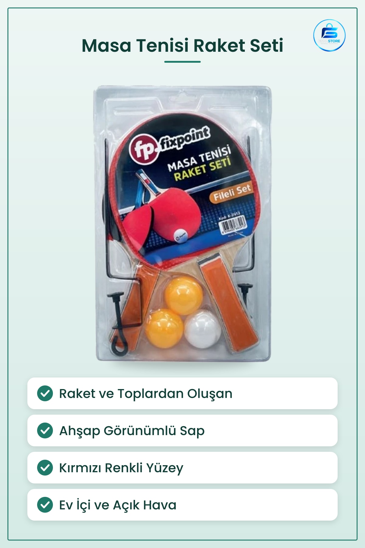 Fileli Tenis Raket Seti Masa Tenisi Ping Pong Raketi Oyun Ev İçi Açık Hava Aile Eğlencesi
