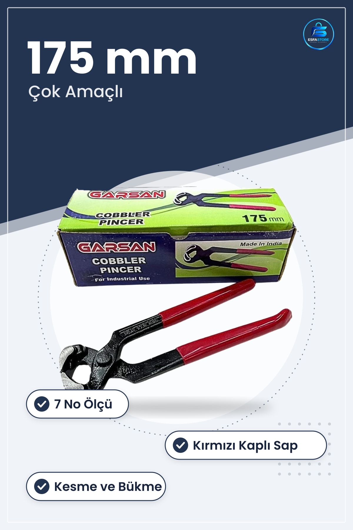 Kerpeten 7 No 175 mm Kesme Bükme Sıkıştırma Hırdavat Manuel El Aleti Tamir Bakım Çok Amaçlı