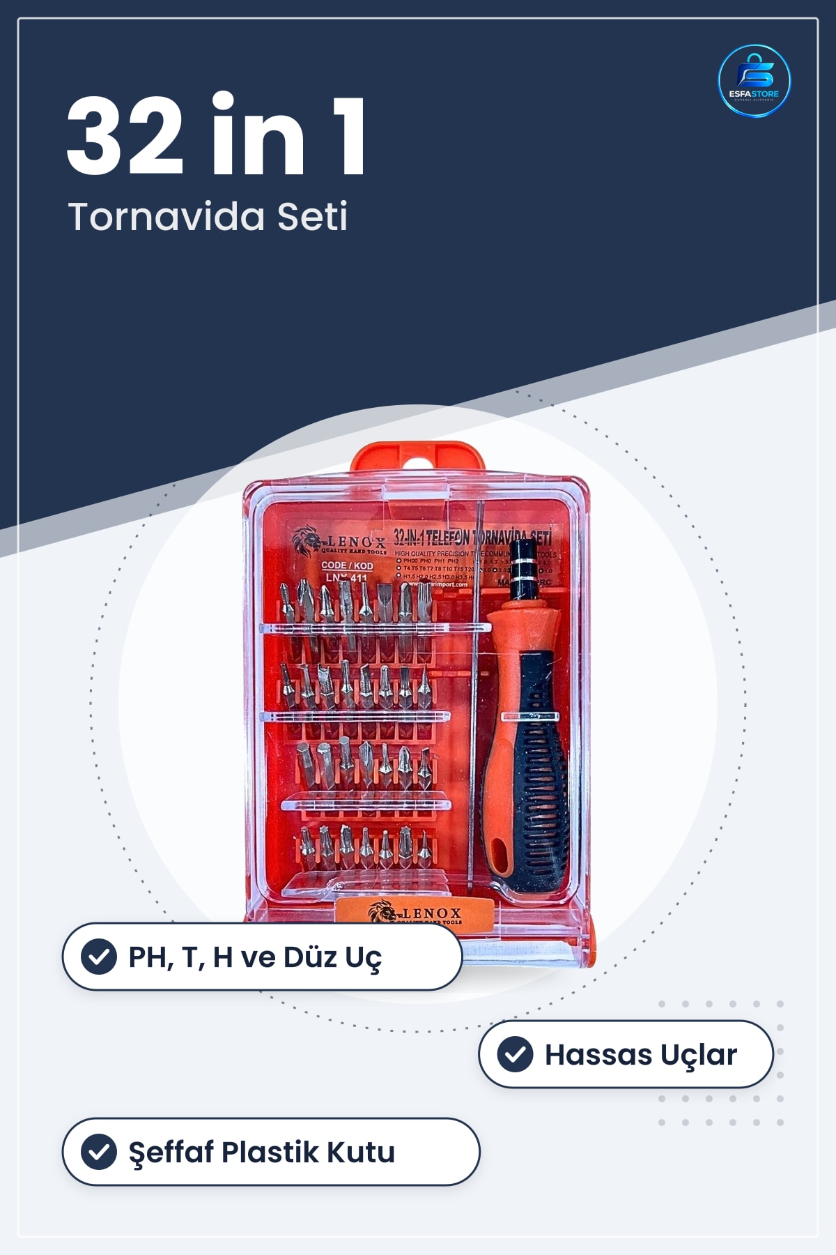 Çok Amaçlı Tornavida Seti 32 in 1 Telefon Tamiri İçin Hassas Uçlu Kutulu Ev Hırdavat Aleti