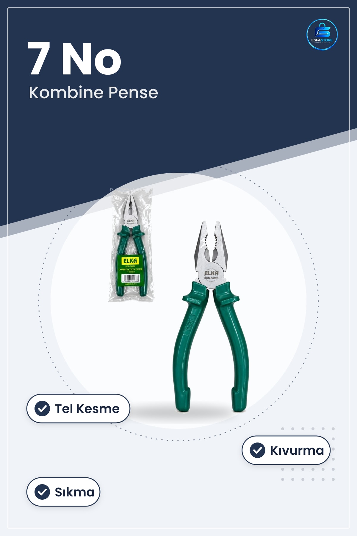 Pense 7 No Kombine El Aleti Tel Kesme Kıvırma Sıkma Ev Atölye Tamir Hırdavat İşleri