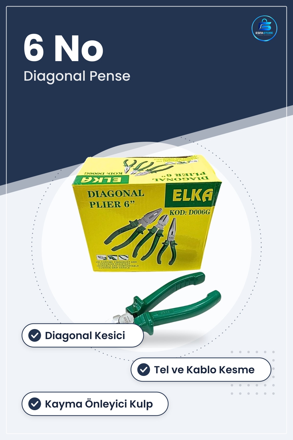 Yan Keski 6 No Diagonal Kesici Pense Hırdavat Manuel El Aleti Tel Kablo Kesme Ev Tamir