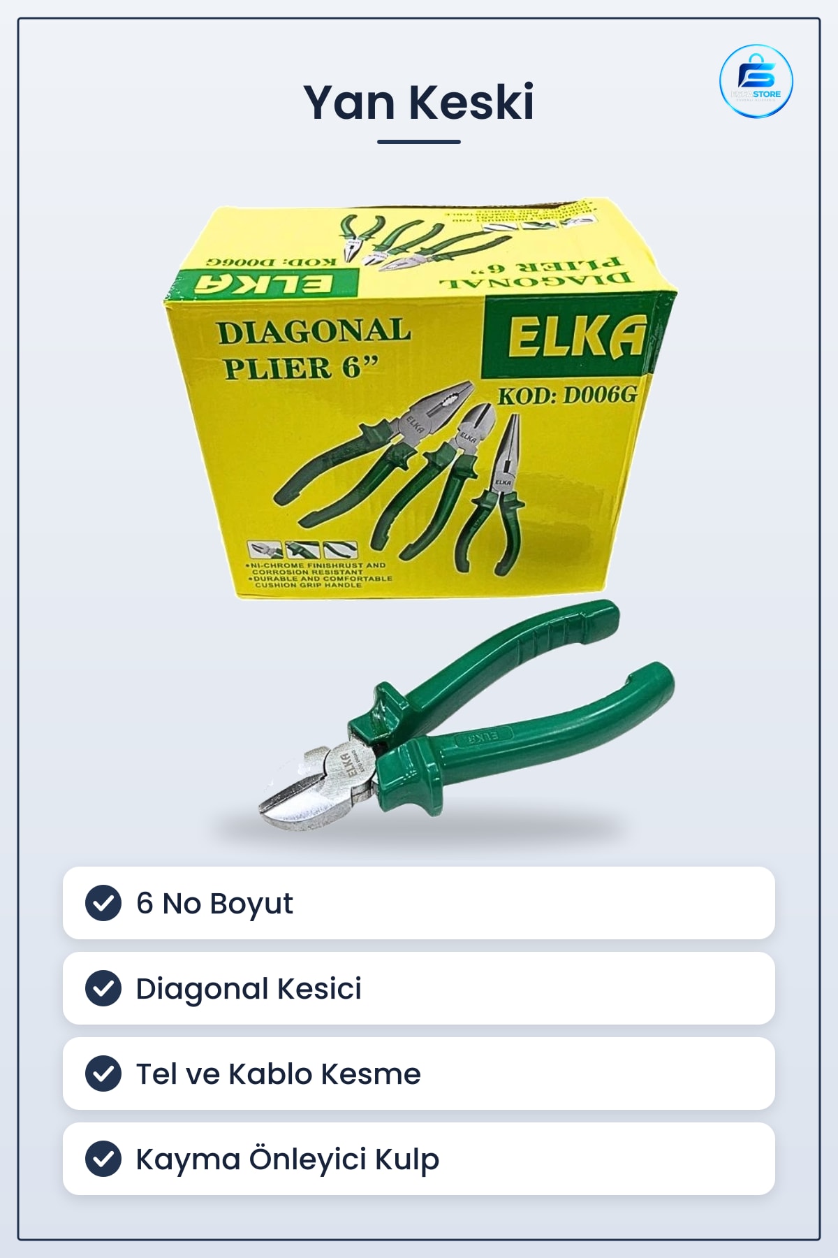 Yan Keski 6 No Diagonal Kesici Pense Hırdavat Manuel El Aleti Tel Kablo Kesme Ev Tamir