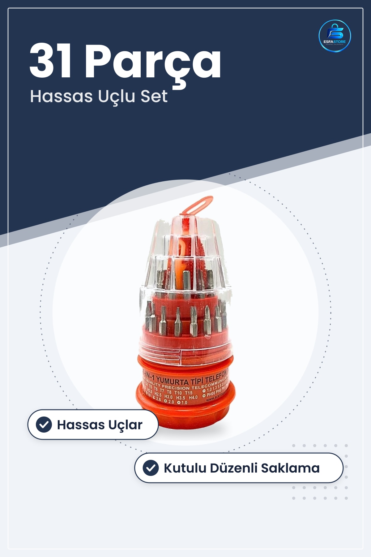 Tornavida Seti 31 Parça Topuz Hassas Uçlu Elektronik Telefon Tamir Ev Hırdavat Takımı