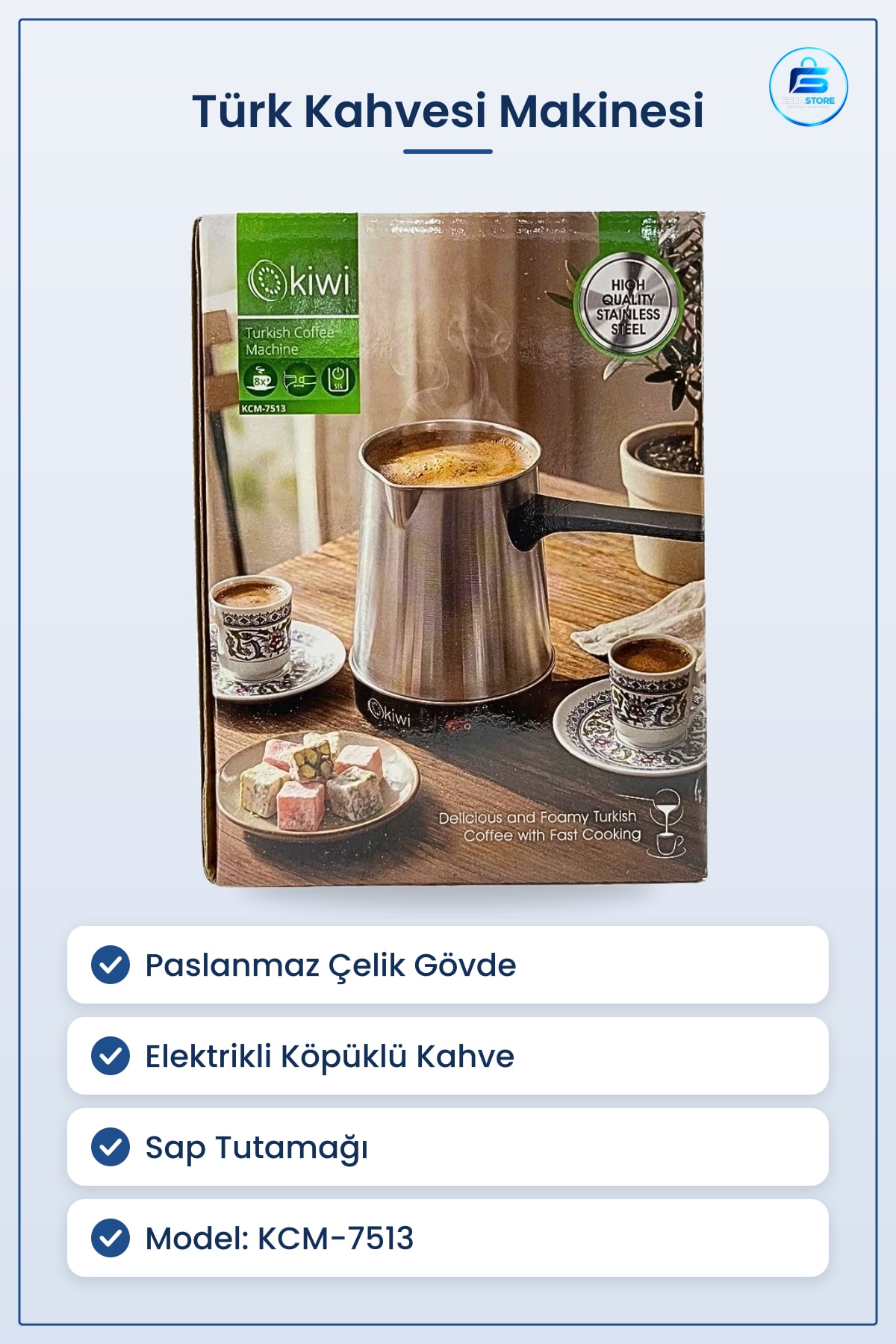Türk Kahvesi Makinesi Paslanmaz Çelik Elektrikli Cezve Pratik Köpüklü Kahve Hazırlama Ev Mutfak