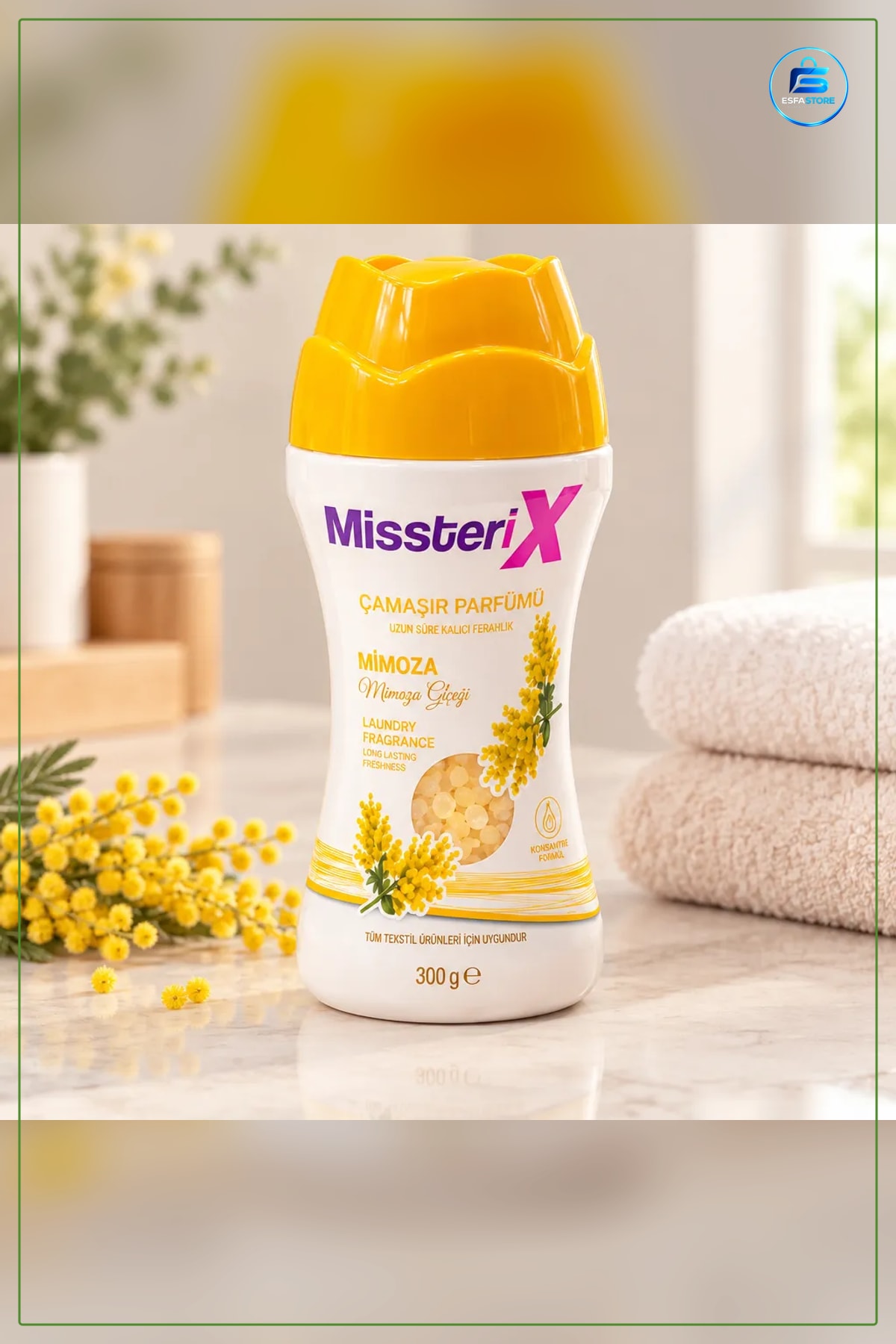Çamaşır Parfümü Mimoza 300 gr Uzun Süre Kalıcı Ferahlık Konsantre Formül Tüm Tekstil Ürünleri